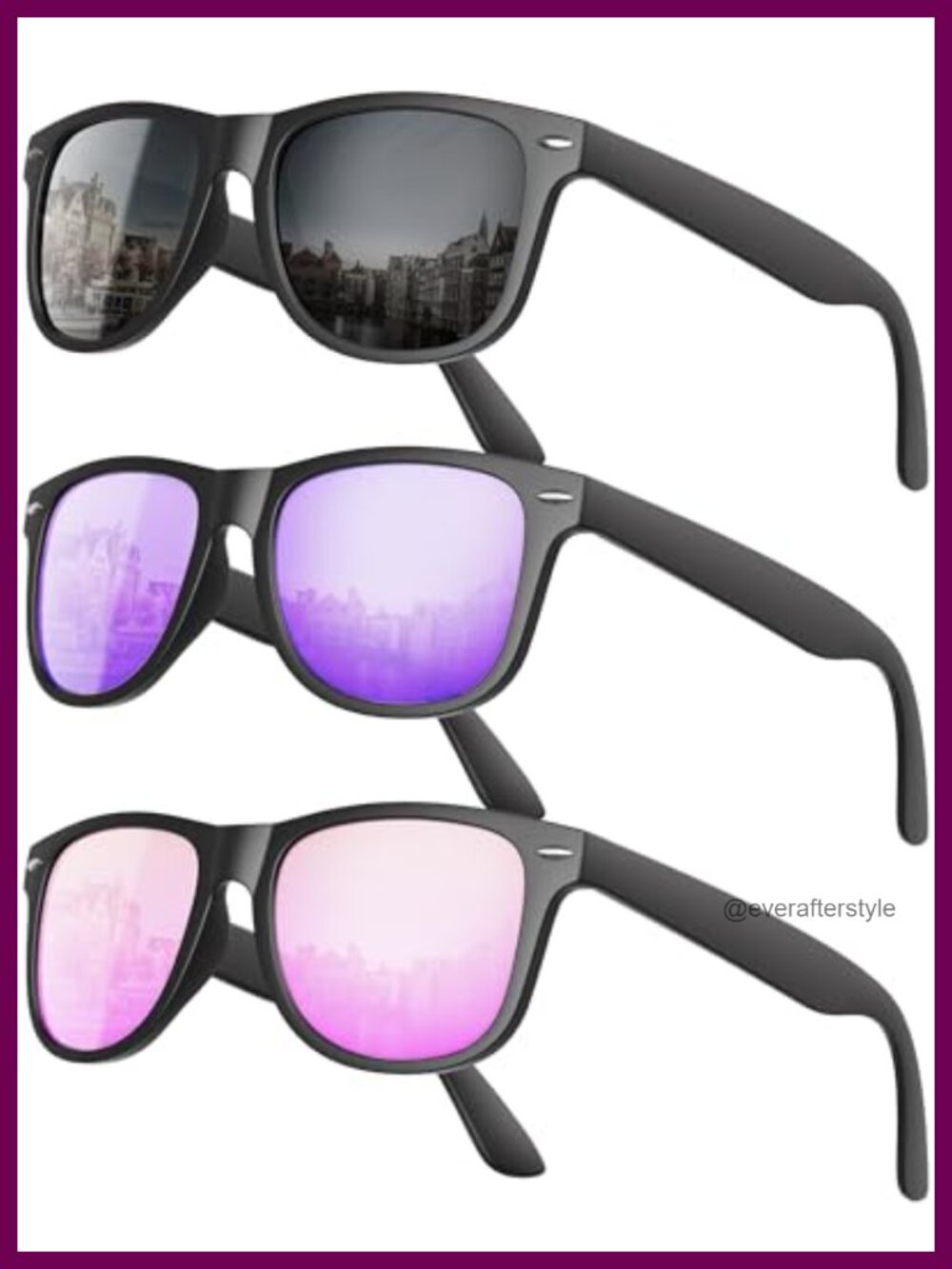 Polarized Sunglasses Women Square Full Frame UV400 Anti-Glare 3-Pack